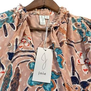 NEW Joie Floral Swiss Dot Pullover Blouse Womens Small Lightweight Preppy Boho